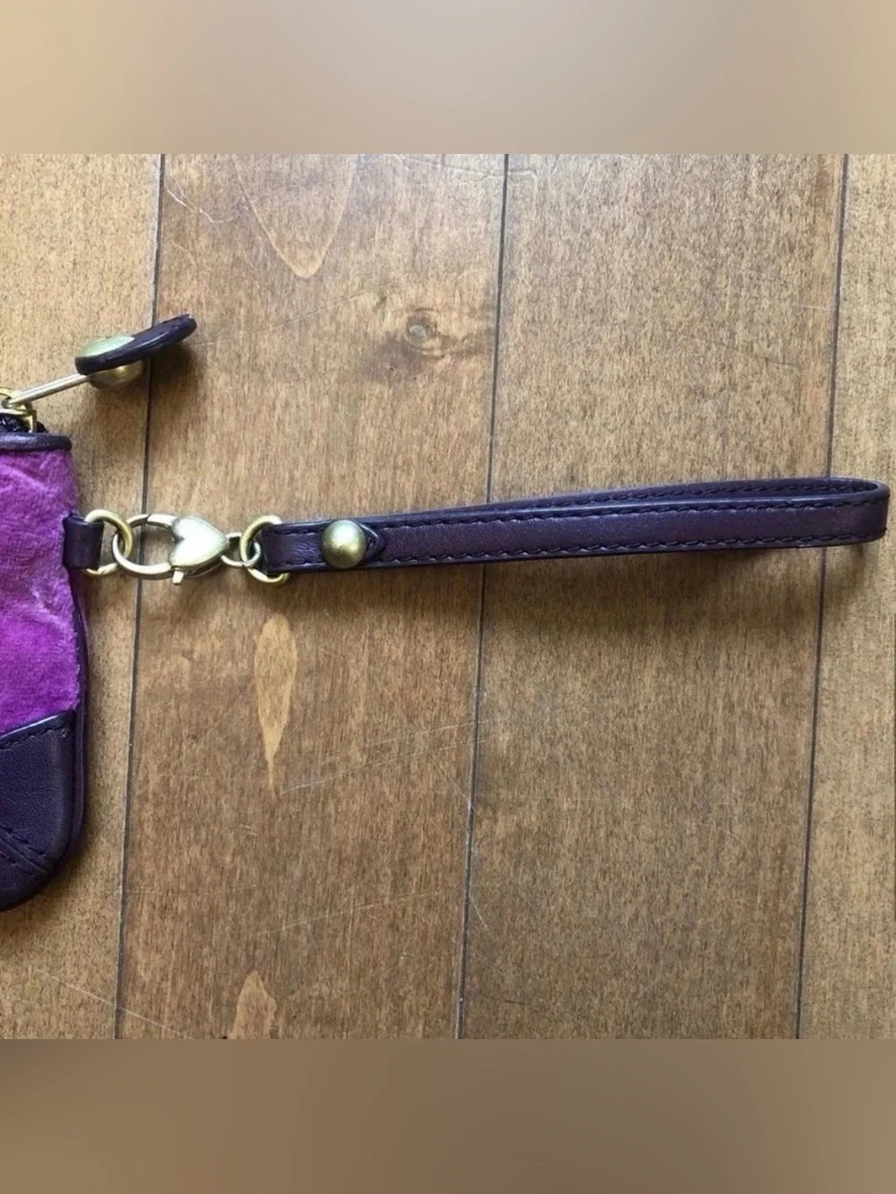 Vintage Juicy Couture Y2K Purple Velvet Wristlet with Embroidered Crest